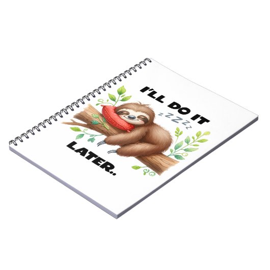 I'll Do It Later Sloth Notizblock (Linke Seite)