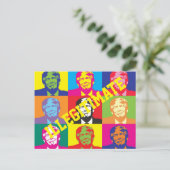 "Illegitim" mit knallfarbigen Trump-Faces in Regen Postkarte (Stehend Vorderseite)