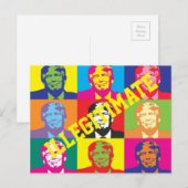 "Illegitim" mit knallfarbigen Trump-Faces in Regen Postkarte (Vorne/Hinten)