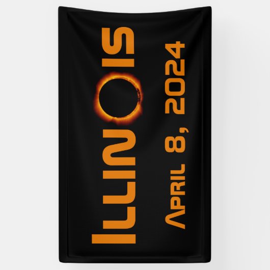 Illinois 2024 Gesamtsolares Eclipse Banner (Vertikal)