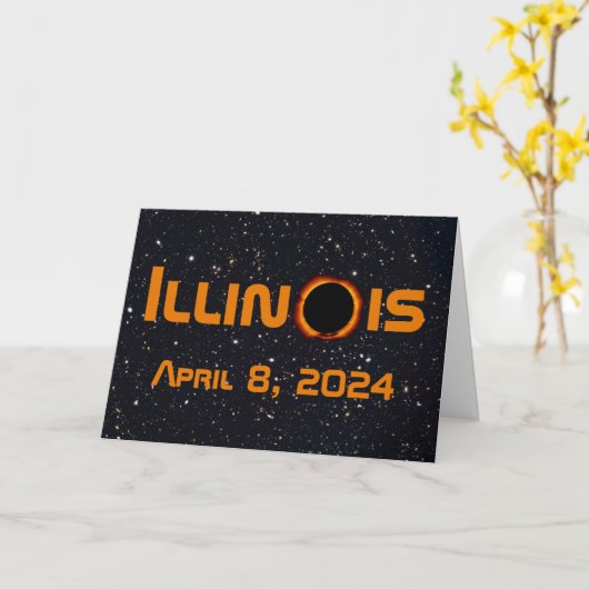 Illinois 2024 Gesamtsolares Eclipse Karte (Gelbe Blume)