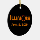 Illinois 2024 Gesamtsolares Eclipse Keramik Ornament (Rechts)