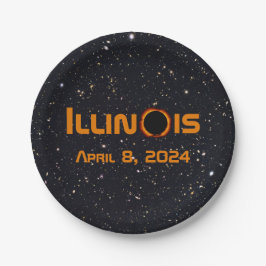 Illinois 2024 Gesamtsolares Eclipse Pappteller
