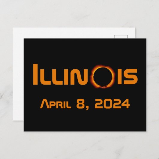 Illinois 2024 Gesamtsolares Eclipse Postkarte (Vorne/Hinten)