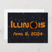 Illinois 2024 Gesamtsolares Eclipse Postkarte (Vorne/Hinten)