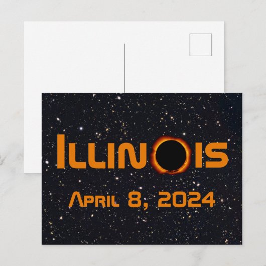 Illinois 2024 Gesamtsolares Eclipse Postkarte (Vorne/Hinten)