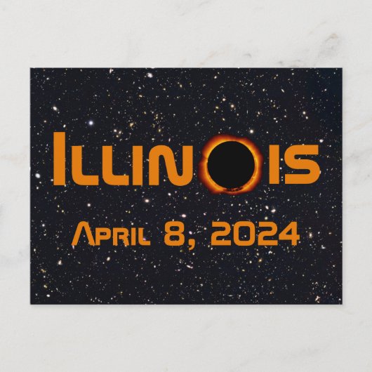 Illinois 2024 Gesamtsolares Eclipse Postkarte (Vorderseite)