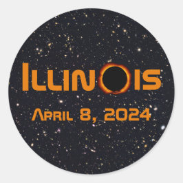 Illinois 2024 Gesamtsolares Eclipse Runder Aufkleber