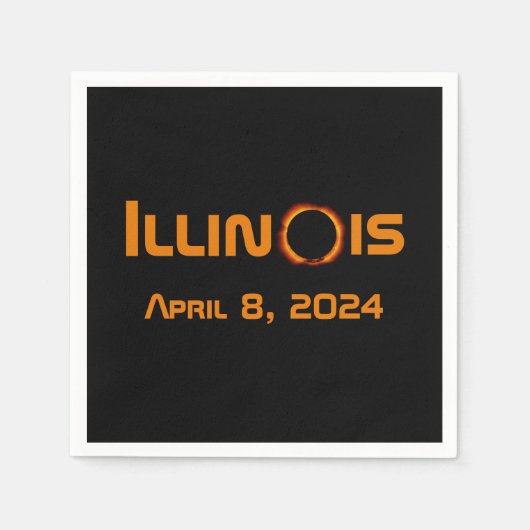 Illinois 2024 Gesamtsolares Eclipse Serviette (Vorderseite)