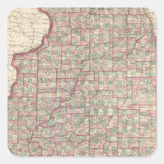 Illinois 3 quadratischer aufkleber (Vorderseite)