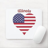 Illinois American Flag Heart Mousepad (Mit Mouse)