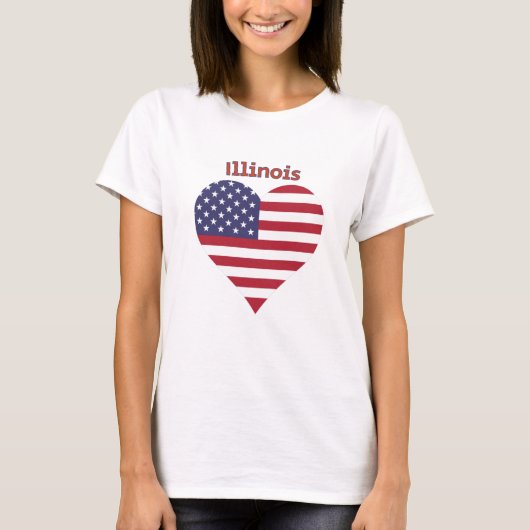 Illinois American Flag Heart T-Shirt (Vorderseite)