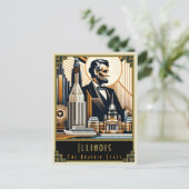 Illinois | Art Deco Postkarte (Stehend Vorderseite)