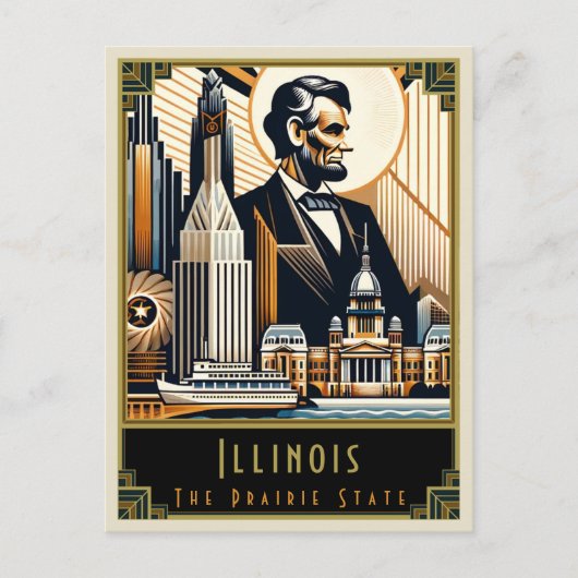 Illinois | Art Deco Postkarte (Vorderseite)