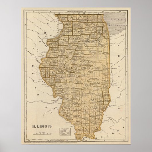 Illinois Atlas Karte Poster (Vorne)