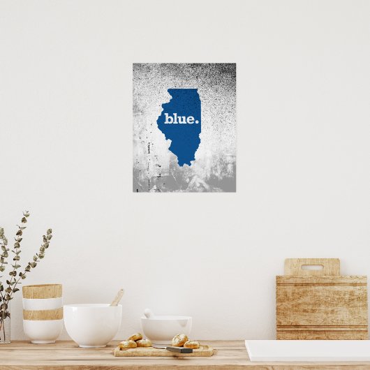 ILLINOIS BLAUE STAAT POSTER (Küche)