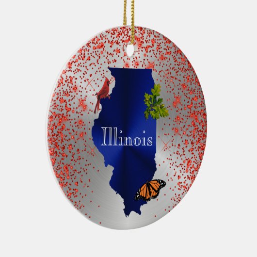 Illinois Blue Kardinal Monarch Oak Leaf Keramik Ornament (Rechts)