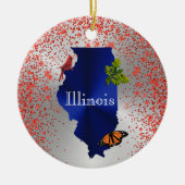 Illinois Blue Kardinal Monarch Oak Leaf Keramik Ornament (Vorne)