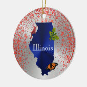 Illinois Blue Kardinal Monarch Oak Leaf Keramik Ornament (Links)