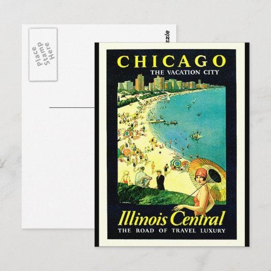 Illinois Central Chicago Postkarte (Vorne/Hinten)
