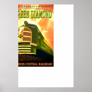 Illinois Central Railroad - GREEN DIAMOND - Neu Poster