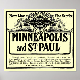Illinois Central Railway Vintage Poster