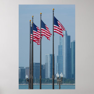 Illinois, Chicago. Marine-Pier, US kennzeichnet Poster