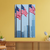 Illinois, Chicago Marinepier, US-Flaggen Leinwanddruck (Insitu (Wohnzimmer))