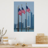 Illinois, Chicago Marinepier, US-Flaggen Poster (Küche)