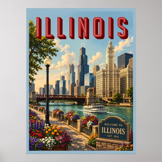 Illinois Chicago River Poster (Vorne)