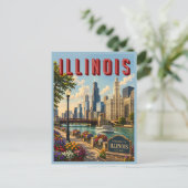 Illinois Chicago River Postkarte (Stehend Vorderseite)