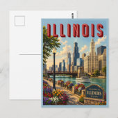Illinois Chicago River Postkarte (Vorne/Hinten)