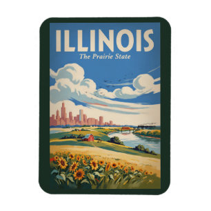 Illinois Chicago Skyline Illustration Reise Kunst Magnet