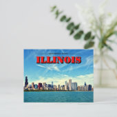 Illinois Chicago Skyline Print Postkarte (Stehend Vorderseite)