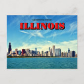Illinois Chicago Skyline Print Postkarte (Vorderseite)