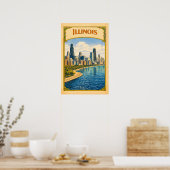 Illinois Chicago Skyline Vintage Poster (Küche)