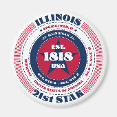 Illinois Circle Typografy Souvenir Magnet (Vorne)