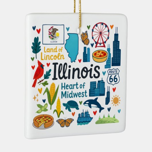 Illinois Custom Family Trip Christmas Keramikornament (Rechts)