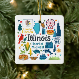 Illinois Custom Family Trip Christmas Keramikornament