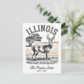 Illinois Der Staat der Prärie Est. 1818 Hirschreis Postkarte (Stehend Vorderseite)
