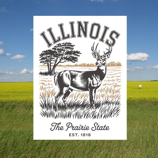 Illinois Der Staat der Prärie Est. 1818 Hirschreis Postkarte