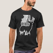 Illinois Elk Junting Staat Map US Flag Patriotic H T-Shirt (Vorderseite)