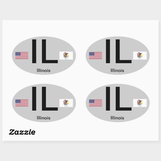 Illinois* Euro-Style Oval Sticker (Blatt)