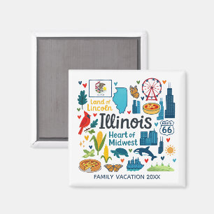 Illinois-Familien-Trip-Andenken individuell Magnet