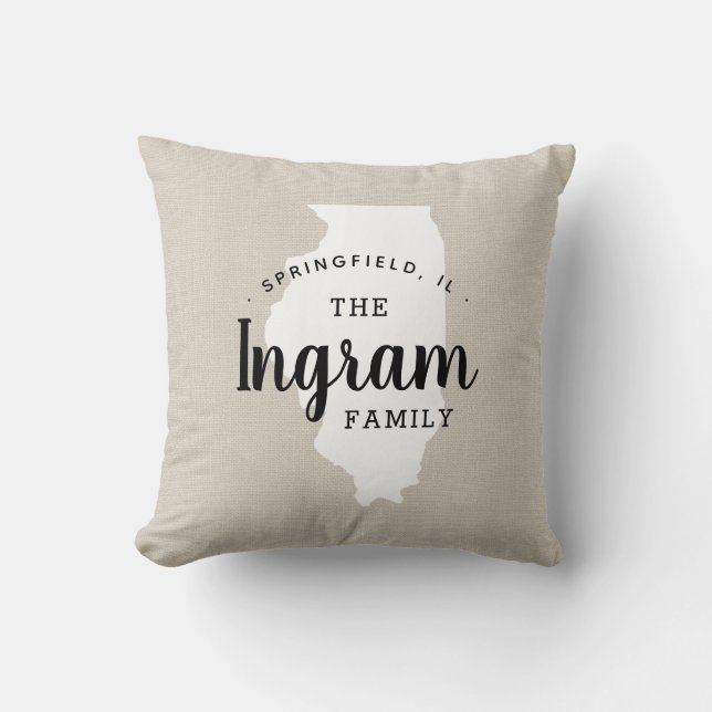 Illinois Family Monogram Staat Throw Kissen (Vorderseite)