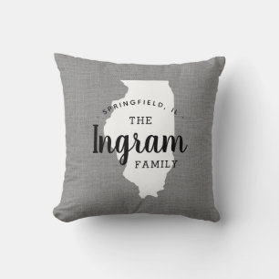 Illinois Family Monogram Staat Throw Kissen