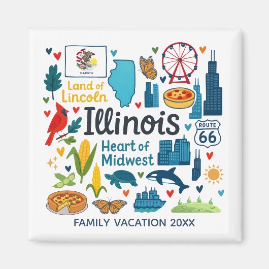 Illinois Family Trip Keepsake Custom Magnet (Vorne)