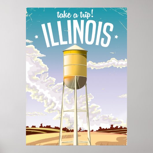 Illinois farm vintage travel poster (Vorne)