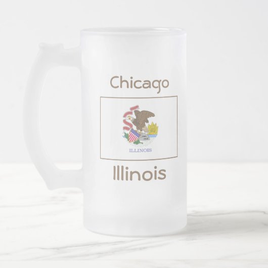 Illinois Flag Karte Stadt Tasse (Links)