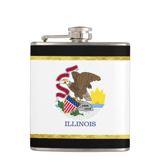 Illinois-Flagge Flachmann (Vorderseite)
